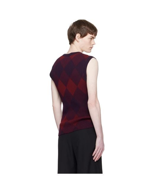 Dries Van Noten Purple Argyle Sweater Vest for men
