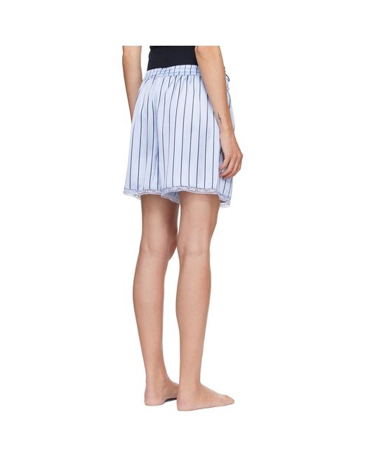 Skims Blue Woven Shine Lace Boxer Shorts