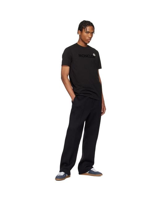 Moncler Black Flocked Logo Cotton T-Shirt for men