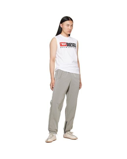 DIESEL White Chest Logo Print Tank Top for men