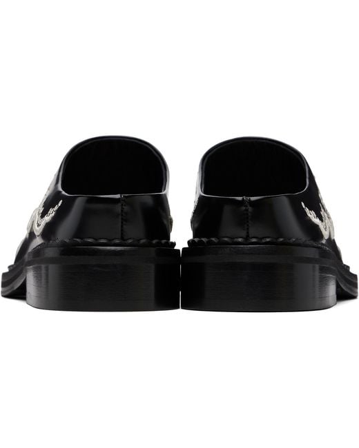 Simone Rocha Black Floral Lace Mule Loafers for men