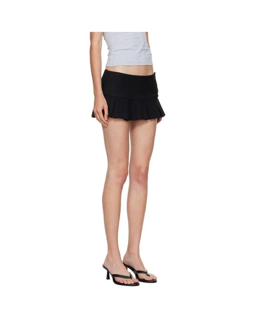 GUIZIO Black Pleated Micro Miniskirt