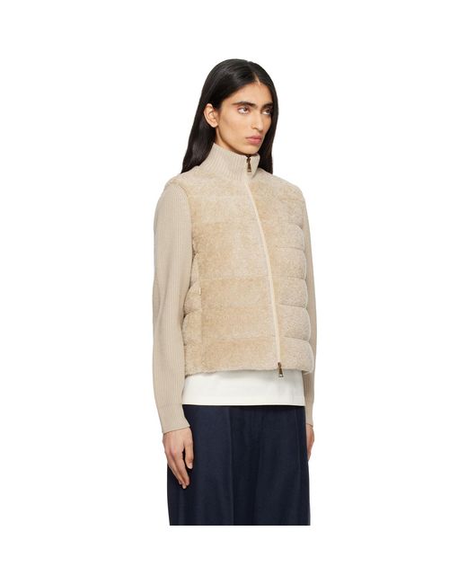 Moncler Natural Padded Teddy & Wool Zip-Up Down Jacket