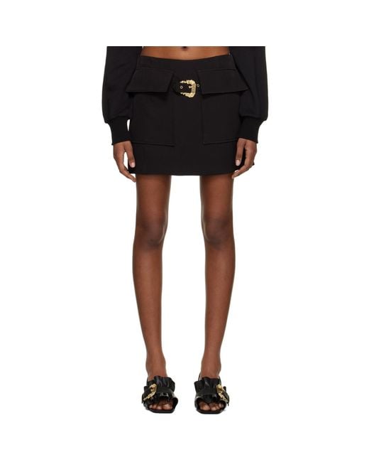 Versace Jeans Couture Black Baroque Buckle Miniskirt