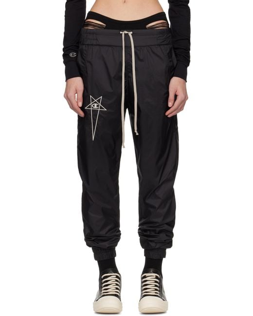 Rick Owens ブラック Championエディション Joggers スウェットパンツ Black