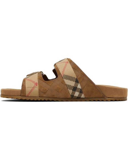 Burberry Black Check Suede Urchin Sandals