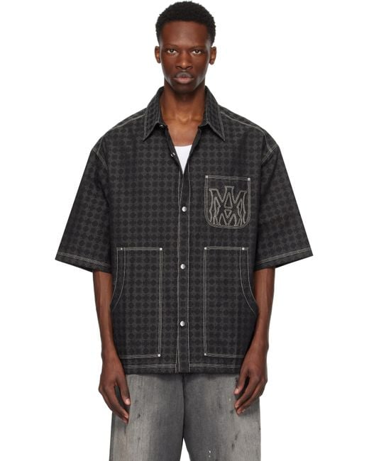 メンズ Amiri ブラック 'Ma' Quad ワークシャツ Black