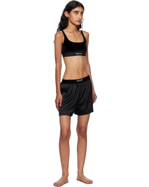 Tom Ford Black Stretch Lustrous Velour Signature Bralette