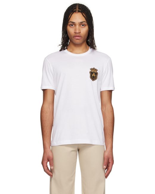 メンズ Dolce & Gabbana ホワイト Heraldic パッチ コットン Tシャツ White