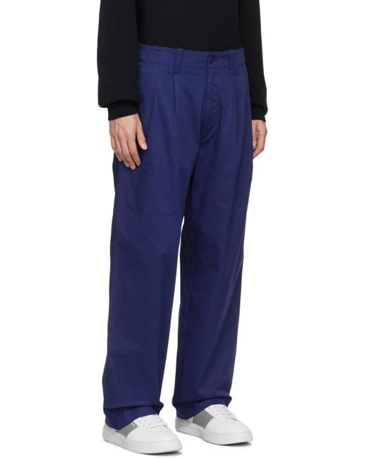 Emporio Armani Blue Pleated Trousers for men