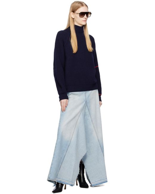 Victoria Beckham Blue Godet Denim Maxi Skirt
