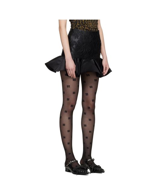 Ganni Black Satin Cloque Miniskirt