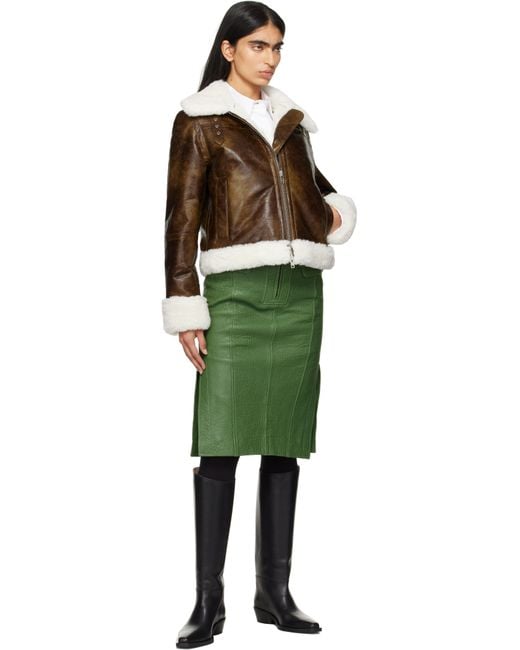 Stand Studio Green Off- Lorelle Faux-Shearling Jacket