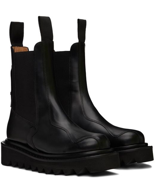 Toga Black Ssense Exclusive Leather Chelsea Boots