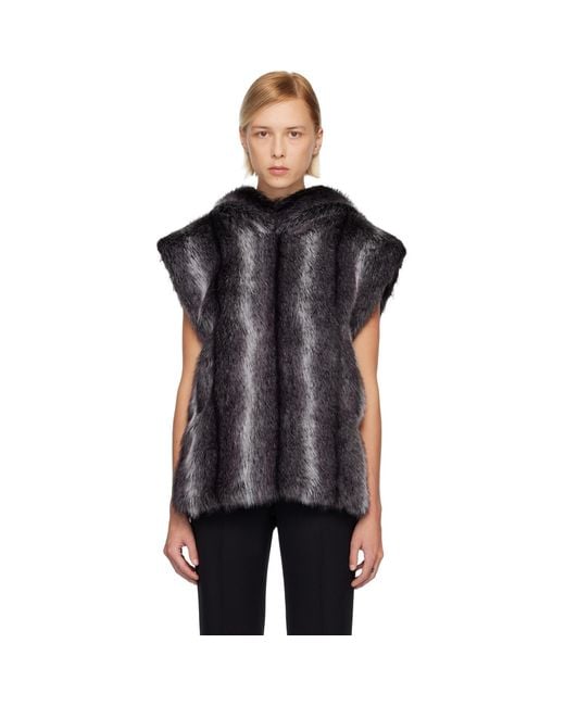 Anna Sui Black Ssense Exclusive Sleeveless Faux-Mink Hoodie