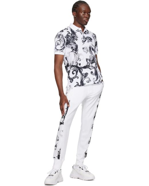 Versace Black White Watercolour Couture Polo for men