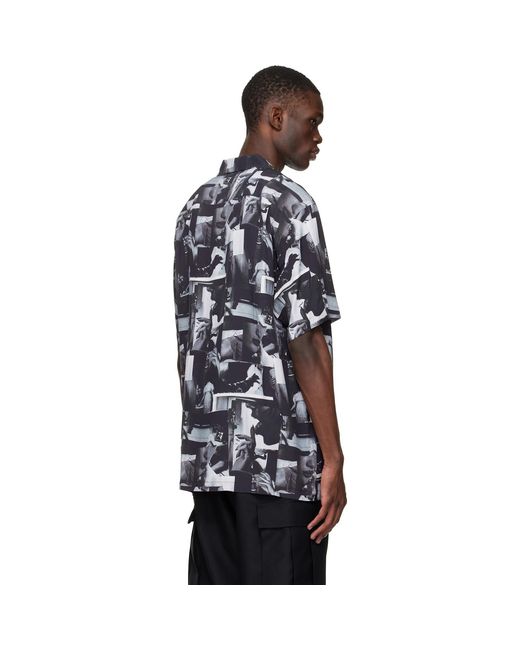 vowels Blue Printed Still Shirt for men