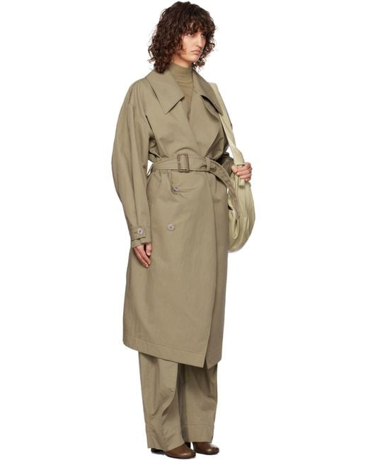 Lemaire Black Khaki Water-Repellent Trench Coat