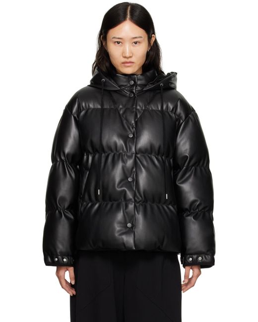 Stella McCartney Black Press-stud Faux-leather Puffer Jacket