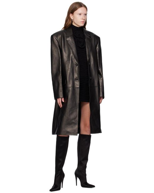 Magda Butrym Black Oversized Leather Coat