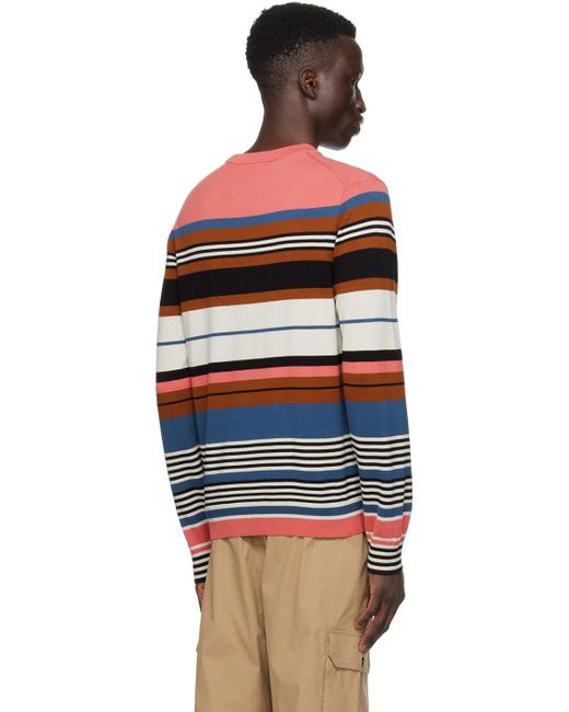 PS by Paul Smith Black Multicolor Striped Sweater for men