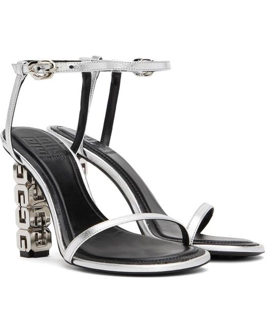 Givenchy White Silver G Cube Sandals