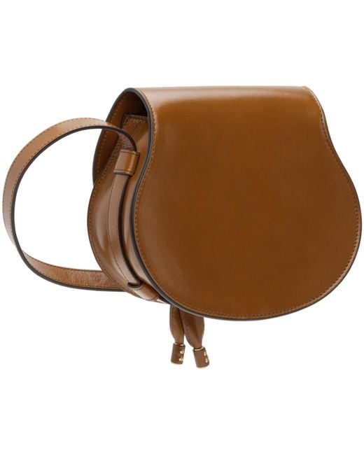 Chloé Brown Tan Small Shiny Marcie Saddle Bag