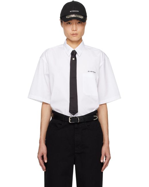 Givenchy White Spread Collar Shirt for men