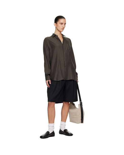 Ssstein Black Cupro Twill Oversized Ls Shirt