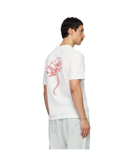 KENZO White Off- Paris Archive Rose' Embroidered T-Shirt for men