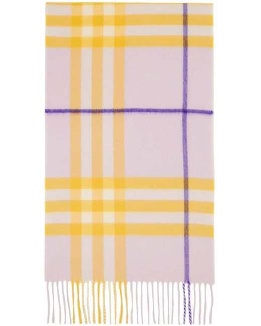 Burberry パープル& カシミヤ チェック マフラー Multicolor