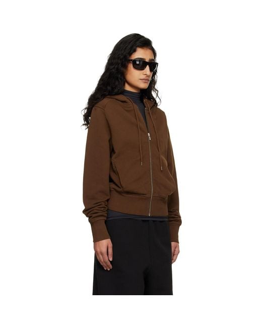 Entire studios Brown Slim Zip Up Hoodie