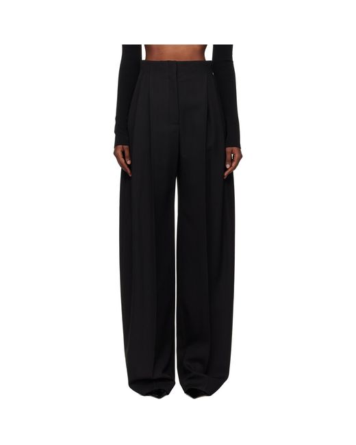 Mugler Black Wide Pleated Trousers