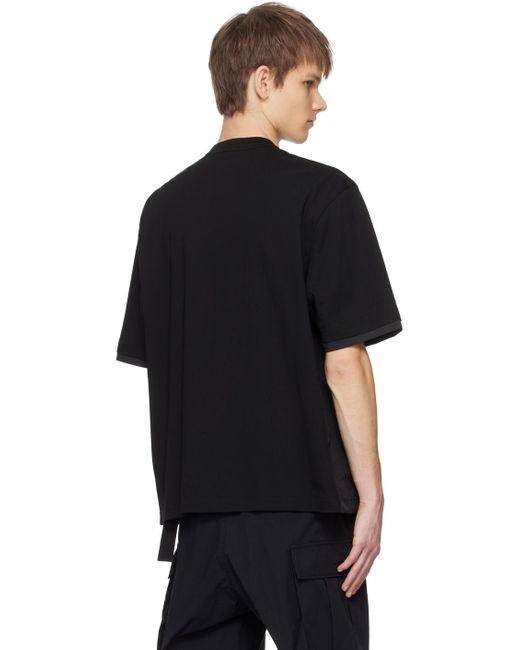 Sacai Black Paneled T-shirt for men