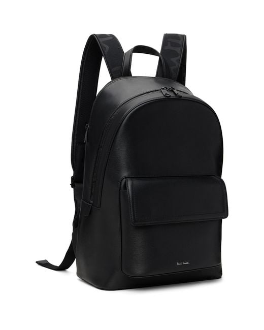 Paul Smith Black Logo Stamp Backpack for men