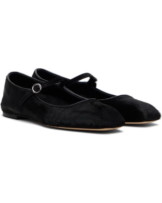 Aeyde Black Uma Ponyhair Mary-Jane Ballerina Flats