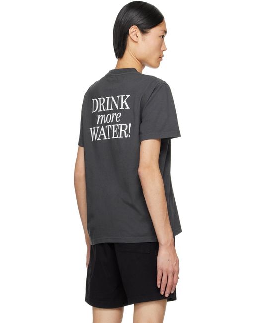 Sporty & Rich Black New Drink More Water T-shirt for men