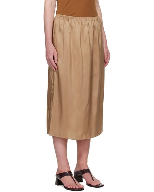Carven ベージュ Silk Toile プルオン ミディアムスカート Natural