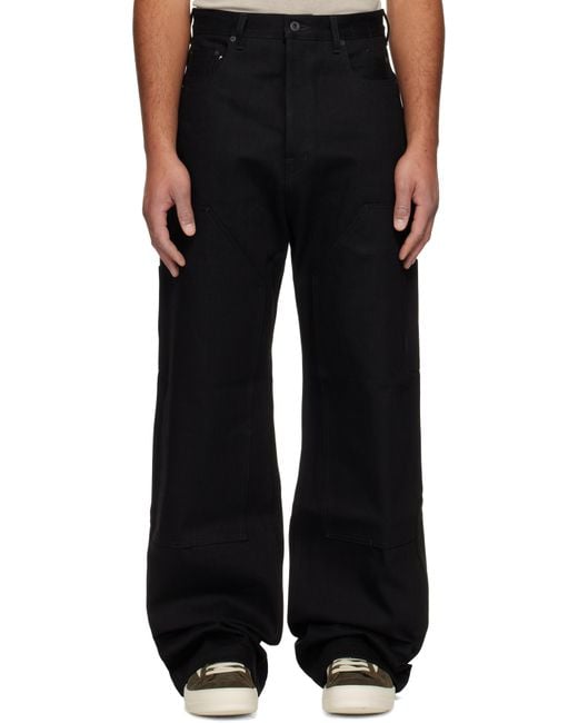 Rick Owens Black Concordians Strobe Double Knee Jeans for men