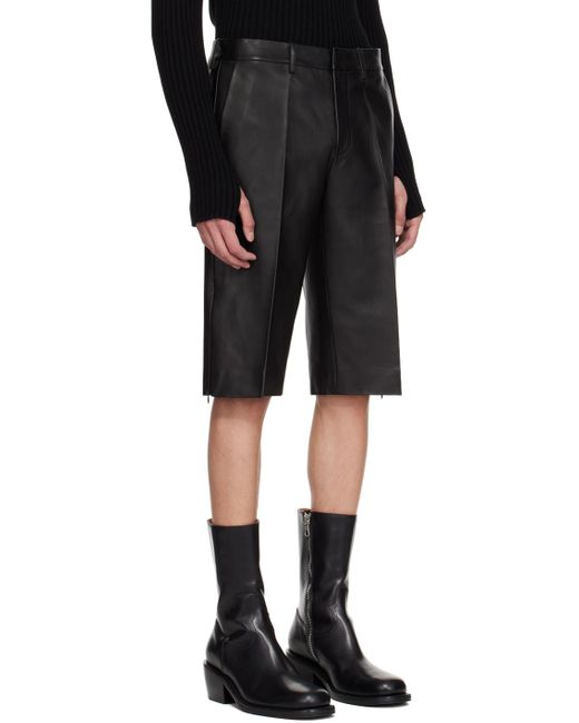 Short plissé noir en cuir Helmut Lang pour homme en coloris Black