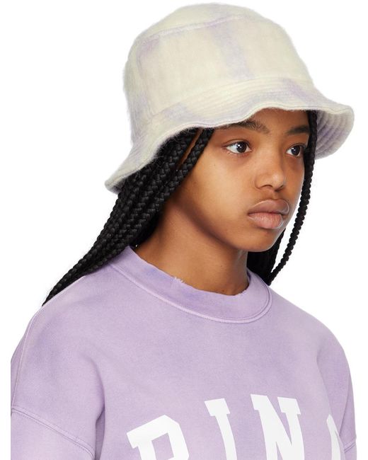 Anine Bing Off-white & Purple Cami Bucket Hat