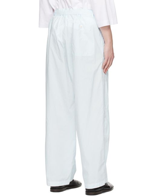 Lemaire White Blue Judo Trousers for men