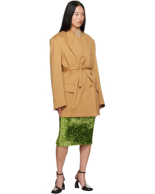 Dries Van Noten Tinsel Midi Skirt in Green | Lyst