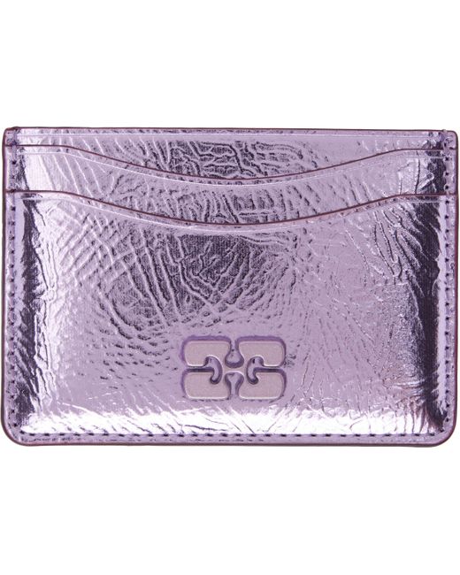 Ganni Purple Metallic Bou Card Holder