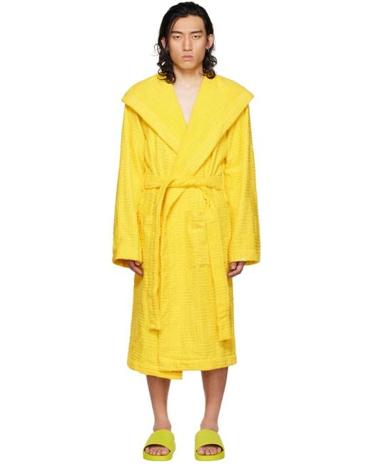Bottega Veneta Yellow Intreccio Bath Robe for men
