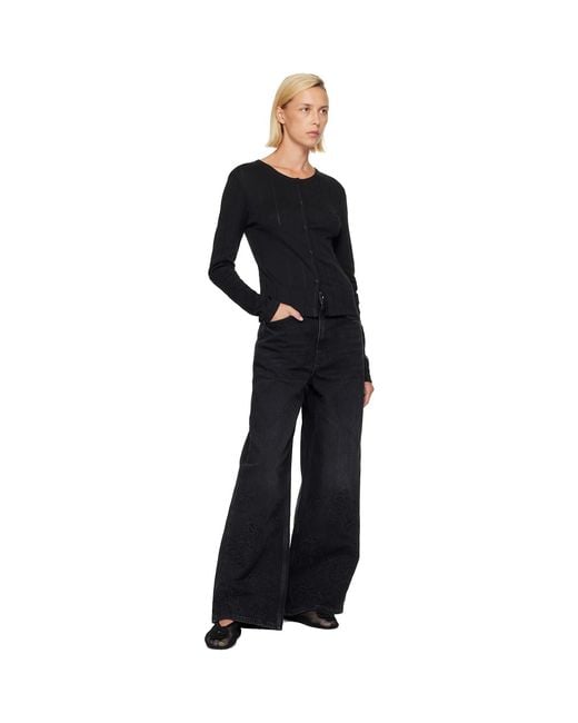 Ganni Black Pointelle Cardigan