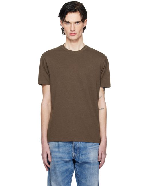 メンズ Tom Ford ブラウン リヨセル コットン クルーネックTシャツ Black