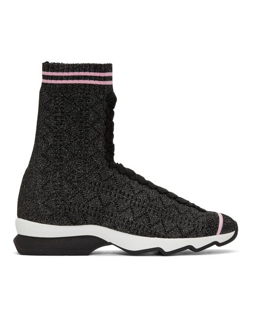 Fendi Black Fabric Sock Sneakers