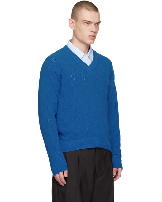 mfpen Blue V-Neck Sweater for men