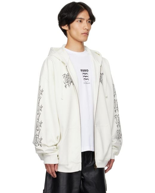 Vetements White Off- Cradle Of Filth Logo Oversized Zip-Up Hoodie for men